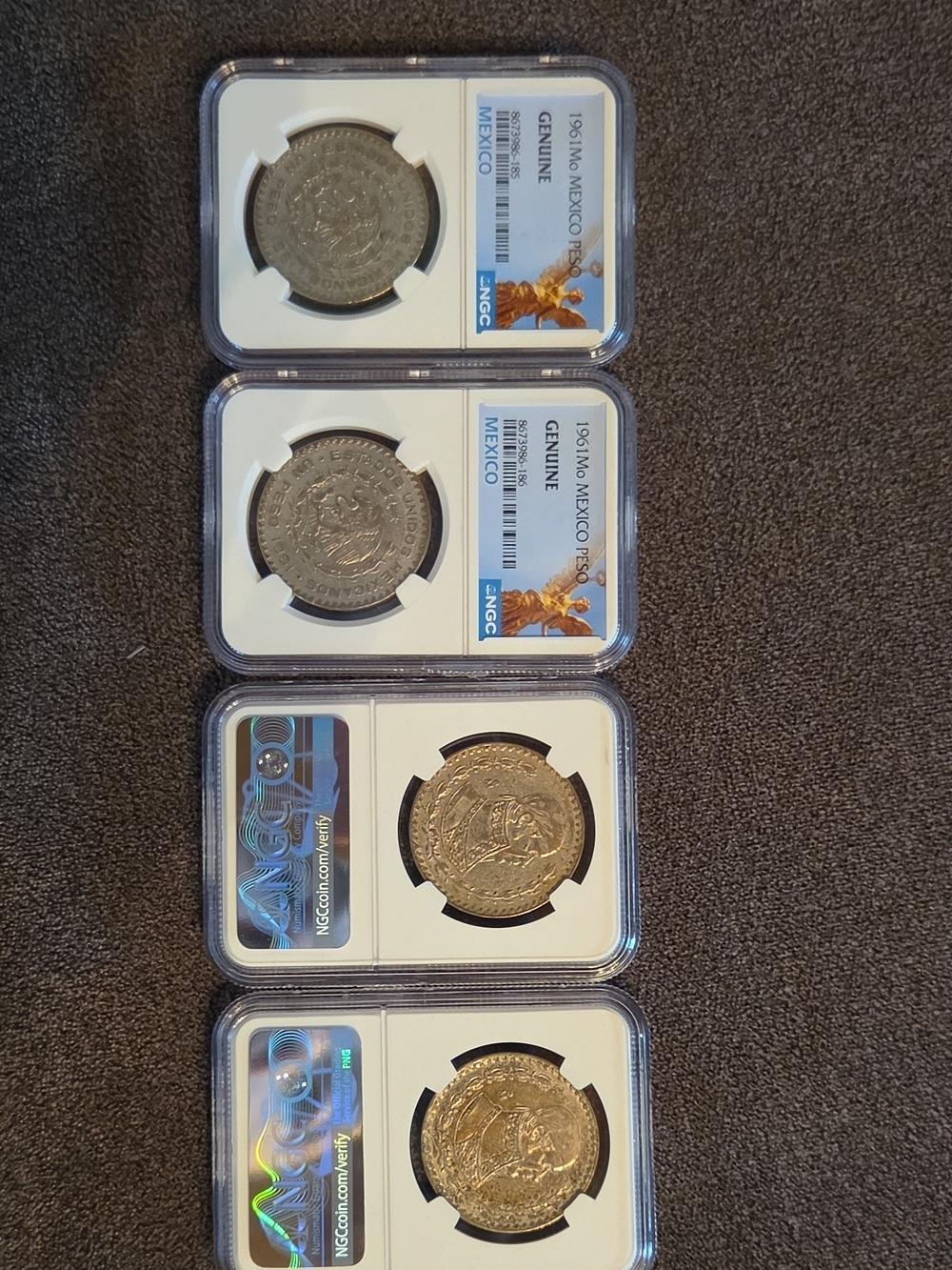 Graded Mexican Silver Coins - NGC Slabbed (Set of 4)